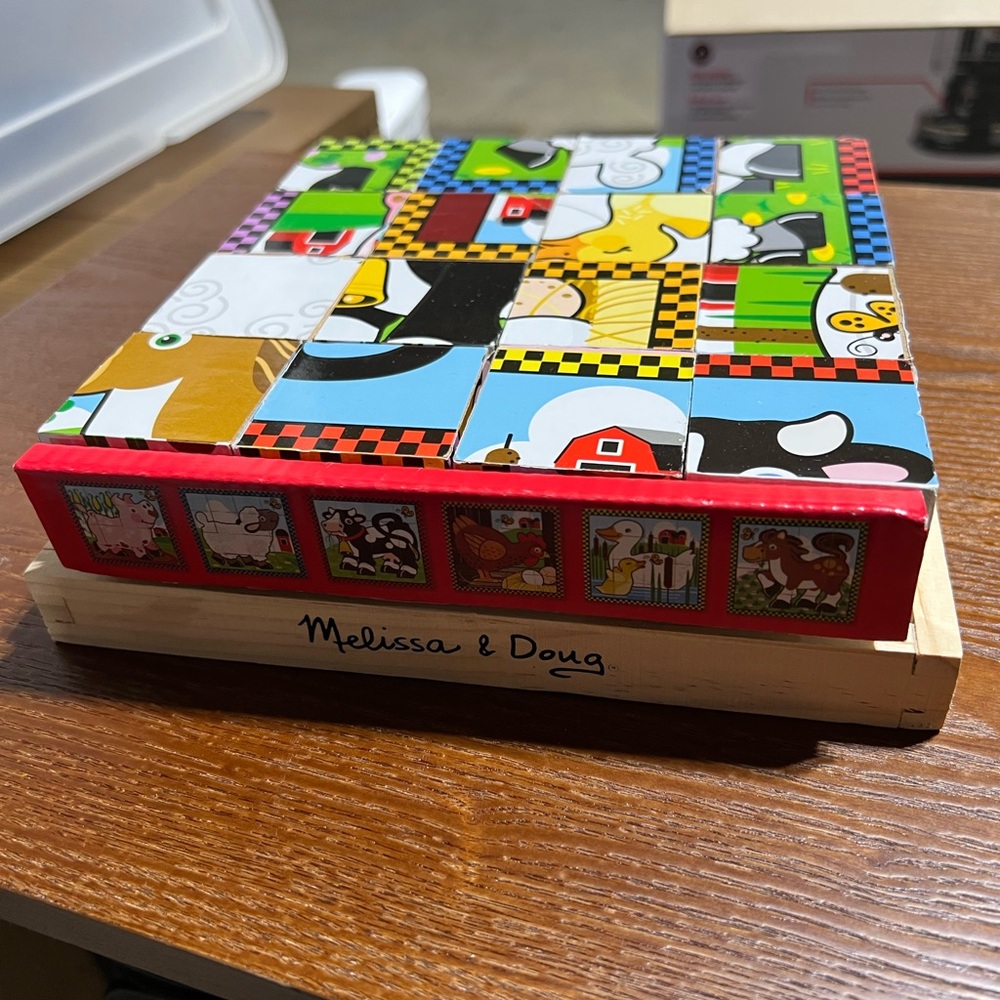 Melissa & Doug Farm Animal Wooden Block Puzzle 6 Scenes